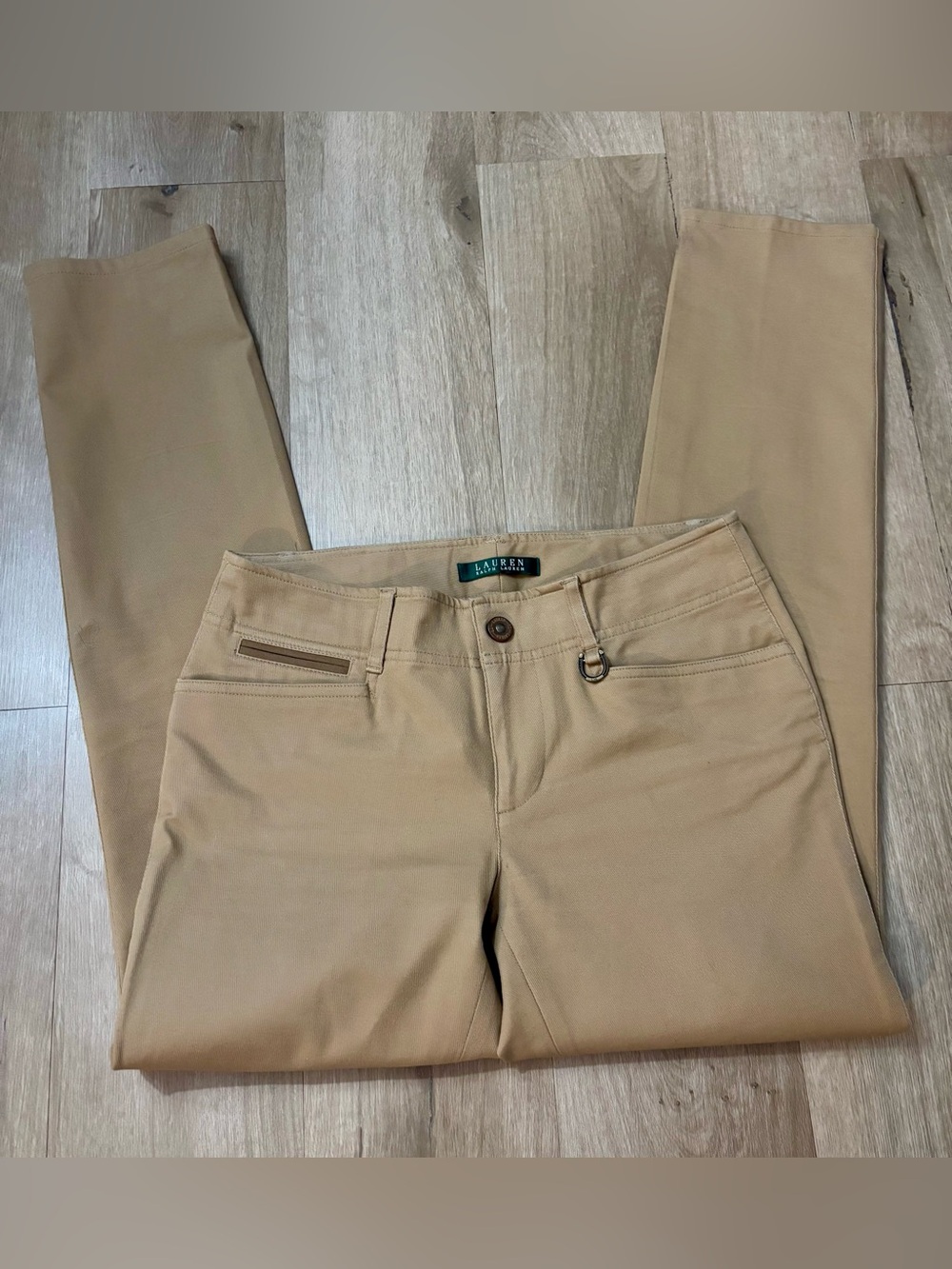Women’s Lauren Ralph Lauren Khaki Straight Leg Stretch Trousers - Size 2